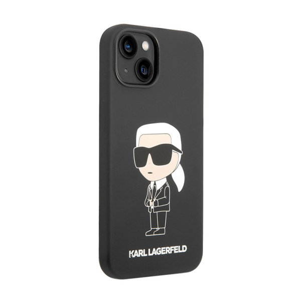 Maska za iPhone 15 Karl Lagerfeld Hc Silicone NFT Ikonik crna - KLHCP15SSNIKBCK