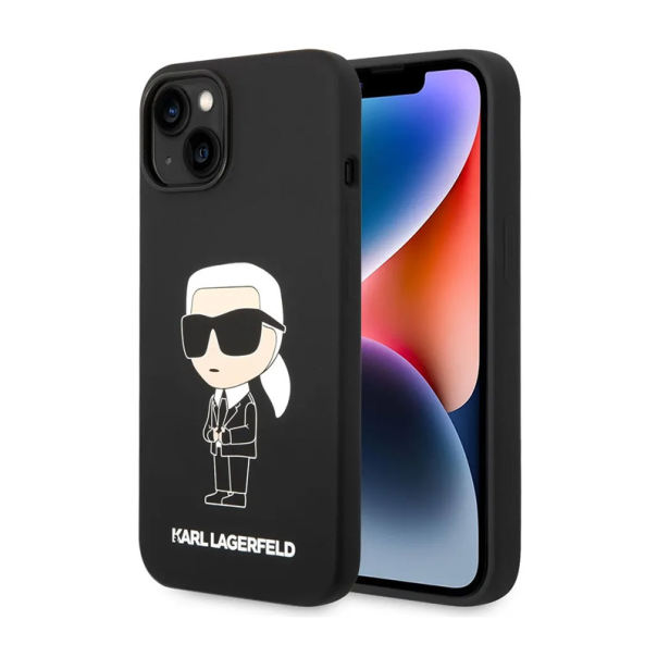 Maska za iPhone 15 Plus Karl Lagerfeld Hc Silicone NFT Ikonik crna - KLHCP15MSNIKBCK