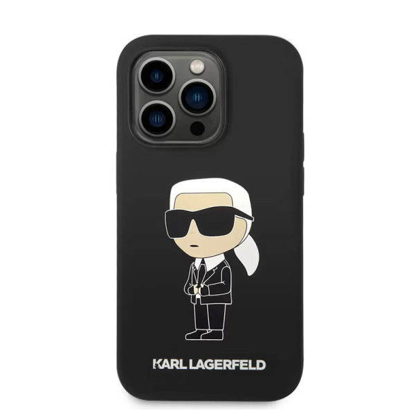 Maska za iPhone 15 Pro Karl Lagerfeld Hc Silicone NFT Ikonik crna - KLHCP15LSNIKBCK