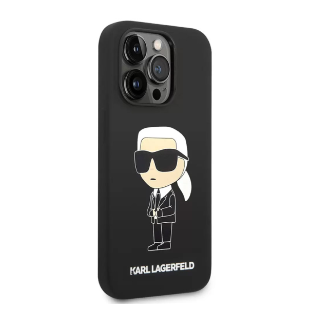 Maska za iPhone 15 Pro Karl Lagerfeld Hc Silicone NFT Ikonik crna - KLHCP15LSNIKBCK