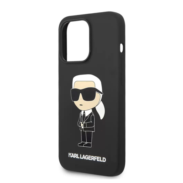 Maska za iPhone 15 Pro Karl Lagerfeld Hc Silicone NFT Ikonik crna - KLHCP15LSNIKBCK