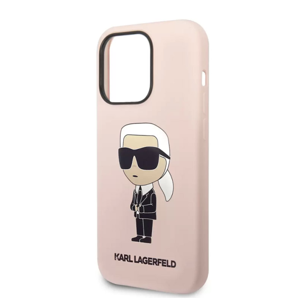 Maska za iPhone 15 Pro Karl Lagerfeld Hc Silicone NFT Ikonik roze - KLHCP15LSNIKBCP