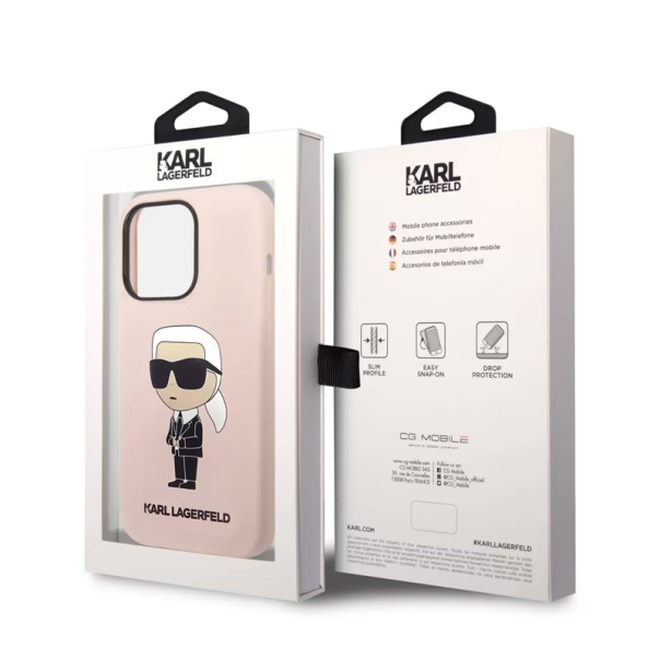 Maska za iPhone 15 Pro Max Karl Lagerfeld Hc Silicone NFT Ikonik roze - KLHCP15XSNIKBCP
