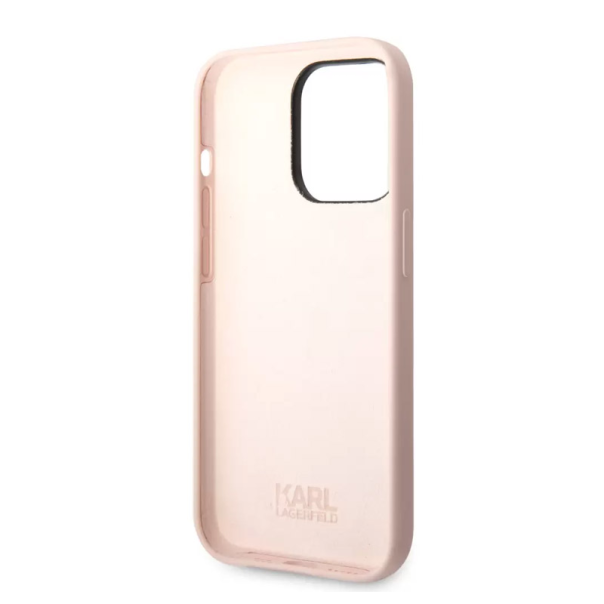 Maska za iPhone 15 Pro Max Karl Lagerfeld Hc Silicone NFT Ikonik roze - KLHCP15XSNIKBCP