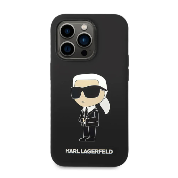 Maska za iPhone 15 Pro Max Karl Lagerfeld Hc Silicone NFT Ikonik crna - KLHCP15XSNIKBCK