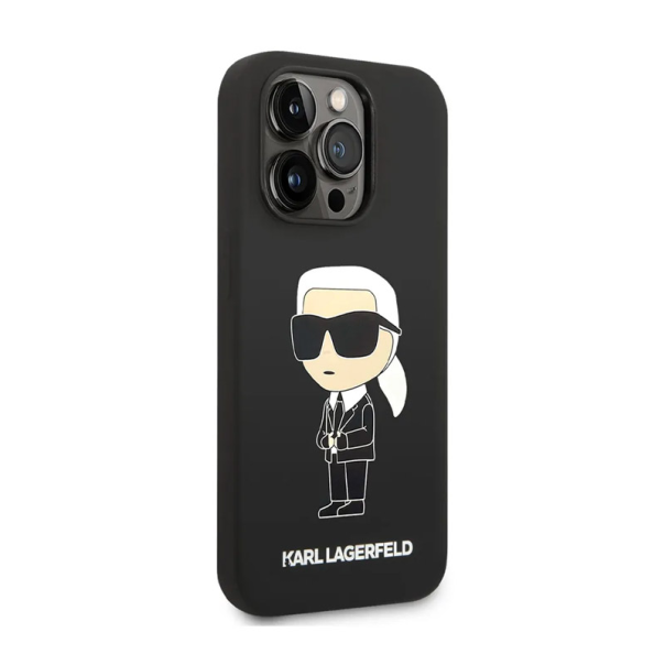 Maska za iPhone 15 Pro Max Karl Lagerfeld Hc Silicone NFT Ikonik crna - KLHCP15XSNIKBCK
