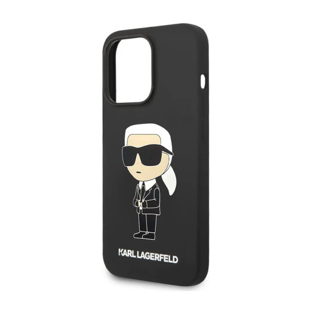 Maska za iPhone 15 Pro Max Karl Lagerfeld Hc Silicone NFT Ikonik crna - KLHCP15XSNIKBCK