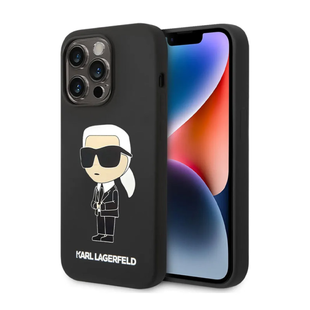 Maska za iPhone 15 Pro Max Karl Lagerfeld Hc Silicone NFT Ikonik crna - KLHCP15XSNIKBCK