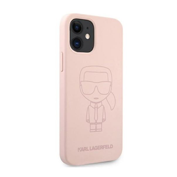 Maska za iPhone 12 Mini pink Karl Lagerfeld Ikonik Outline - KLHCP12SSILTTPI