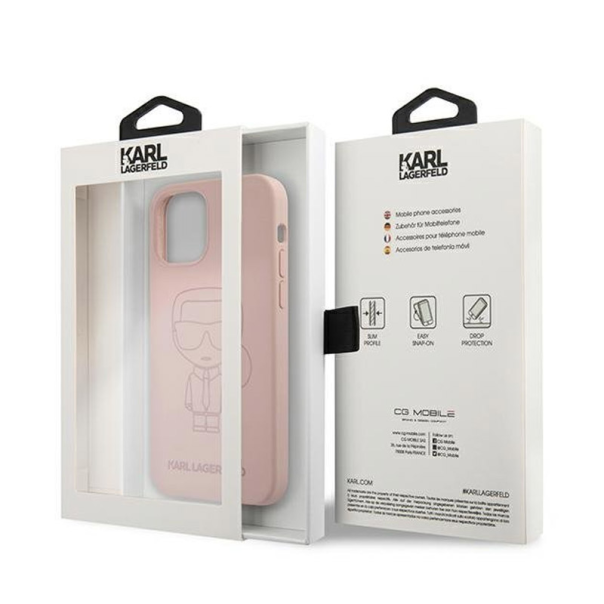 Maska za iPhone 12 Mini pink Karl Lagerfeld Ikonik Outline - KLHCP12SSILTTPI