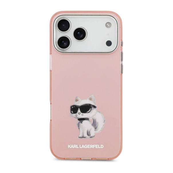 Maska za iPhone 17 Pro Max Karl Lagerfeld IML Aquarelle Choupette & Logo MagSafe pink - DRO621555