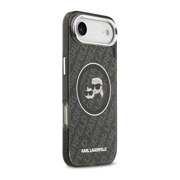 Maska za iPhone Air Karl Lagerfeld IML Glitter Karl & Choupette Heads Logo MagSafe crna - DRO621583