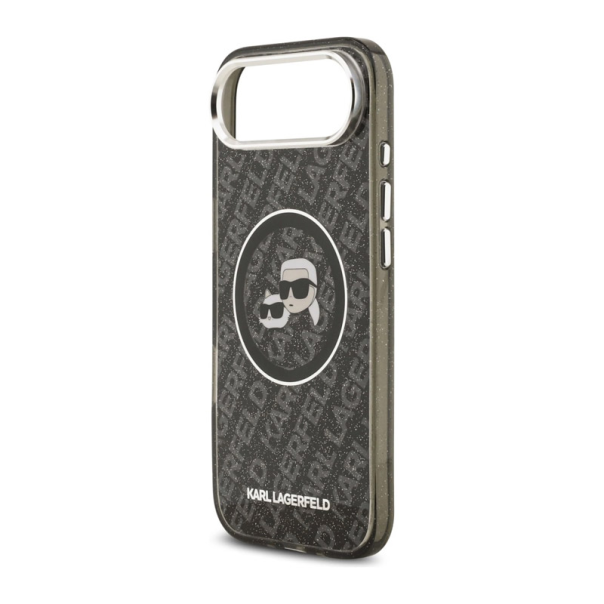 Maska za iPhone Air Karl Lagerfeld IML Glitter Karl & Choupette Heads Logo MagSafe crna - DRO621583