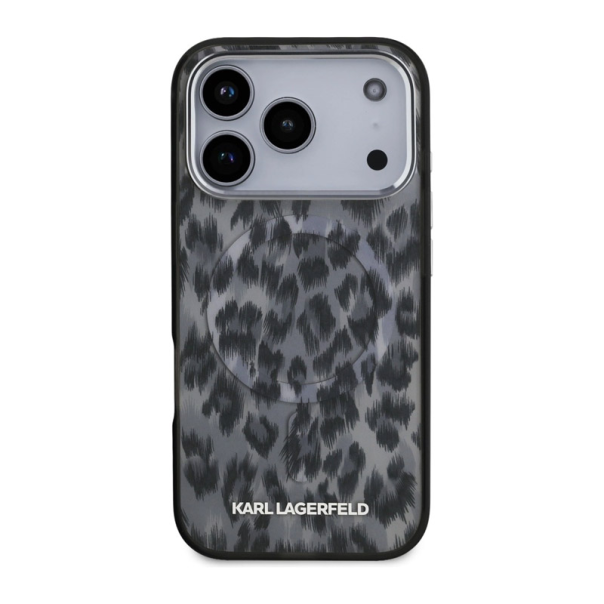 Maska Karl Lagerfeld IML Leopard Pattern MagSafe do iPhone 17 Pro crna - DRO621559