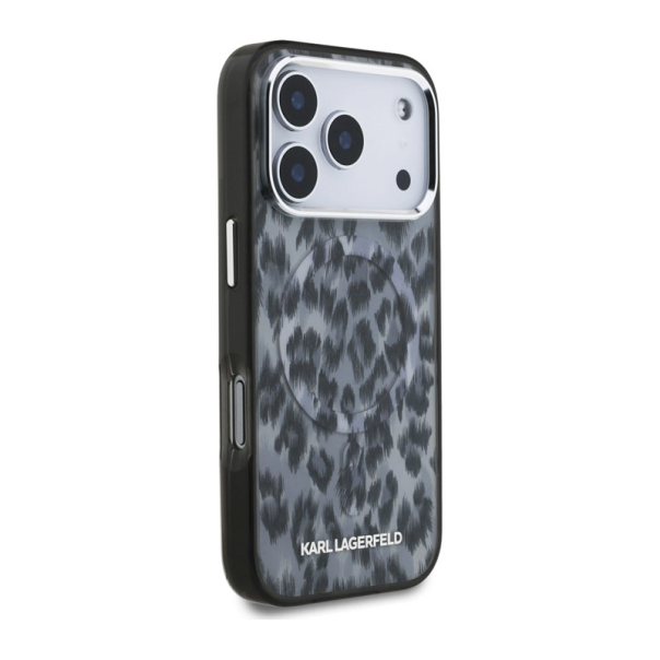Maska Karl Lagerfeld IML Leopard Pattern MagSafe do iPhone 17 Pro crna - DRO621559