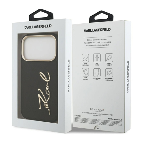 Maska za iPhone 17 Pro Karl Lagerfeld Karl Script Logo Case crna - DRO621561
