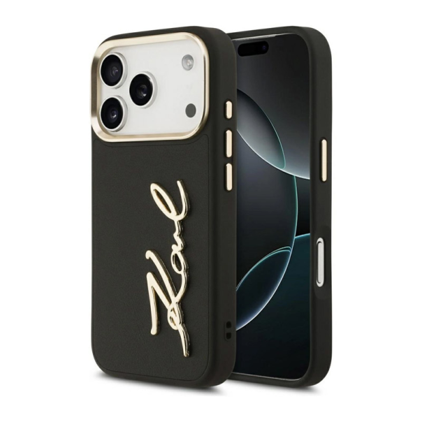 Maska za iPhone 17 Pro Karl Lagerfeld Karl Script Logo Case crna - DRO621561