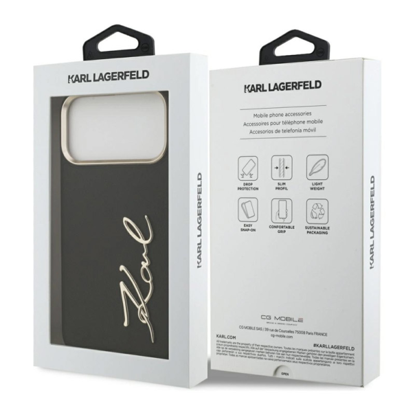 Maska za iPhone 17 Pro Max Karl Lagerfeld Karl Script Logo Case crna - DRO621562