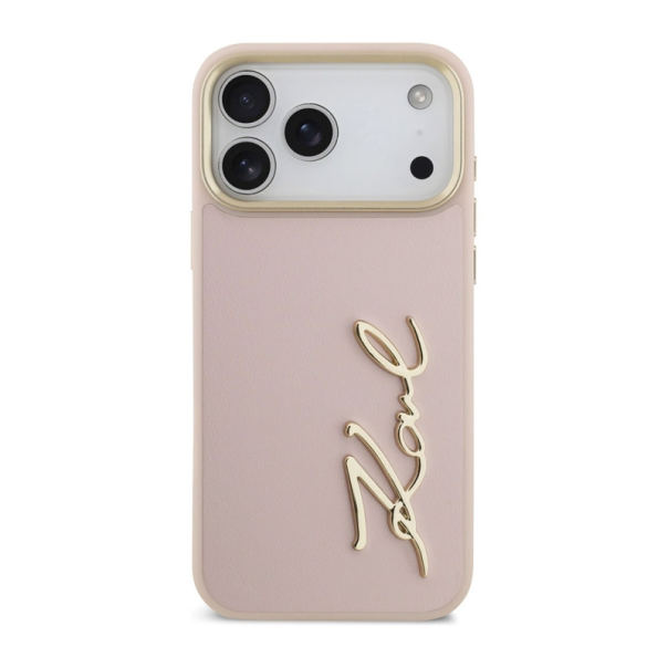 Maska za iPhone 17 Pro Max Karl Lagerfeld Karl Script Logo Case pink - DRO621563