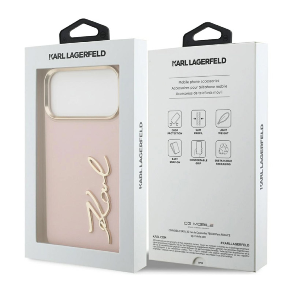 Maska za iPhone 17 Pro Max Karl Lagerfeld Karl Script Logo Case pink - DRO621563