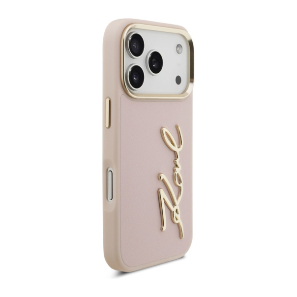 Maska za iPhone 17 Pro Case Karl Lagerfeld Karl Script Logo pink - DRO621564