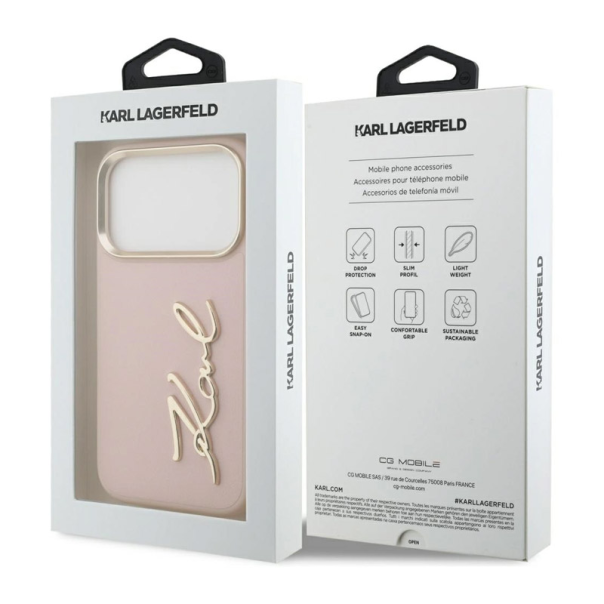 Maska za iPhone 17 Pro Case Karl Lagerfeld Karl Script Logo pink - DRO621564