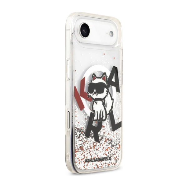Maska za iPhone Air Karl Lagerfeld Liquid Glitter Choupette Logo MagSafe bela - DRO621582