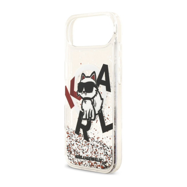 Maska za iPhone Air Karl Lagerfeld Liquid Glitter Choupette Logo MagSafe bela - DRO621582