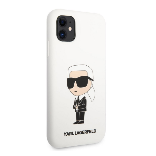Maska za iPhone 11 White Karl Lagerfeld Liquid Silicone Ikonik NFT - KLHCN61SNIKBCH