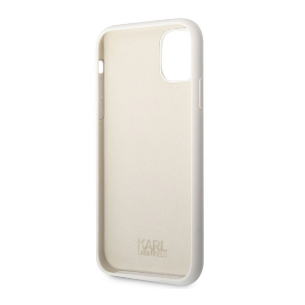 Maska za iPhone 11 White Karl Lagerfeld Liquid Silicone Ikonik NFT - KLHCN61SNIKBCH