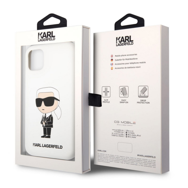 Maska za iPhone 11 White Karl Lagerfeld Liquid Silicone Ikonik NFT - KLHCN61SNIKBCH