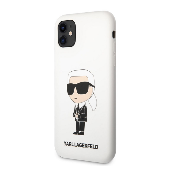 Maska za iPhone 11 White Karl Lagerfeld Liquid Silicone Ikonik NFT - KLHCN61SNIKBCH