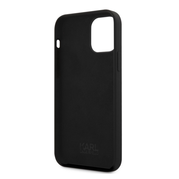Maska za iPhone 12/ 12 Pro Black Karl Lagerfeld Liquid Silicone Ikonik NFT - KLHCP12MSNIKBCK