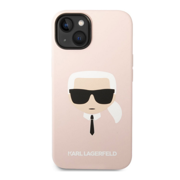 Maska za iPhone 14 Karl Lagerfeld Liquid Silicone Karl Head Pink - GSM167628
