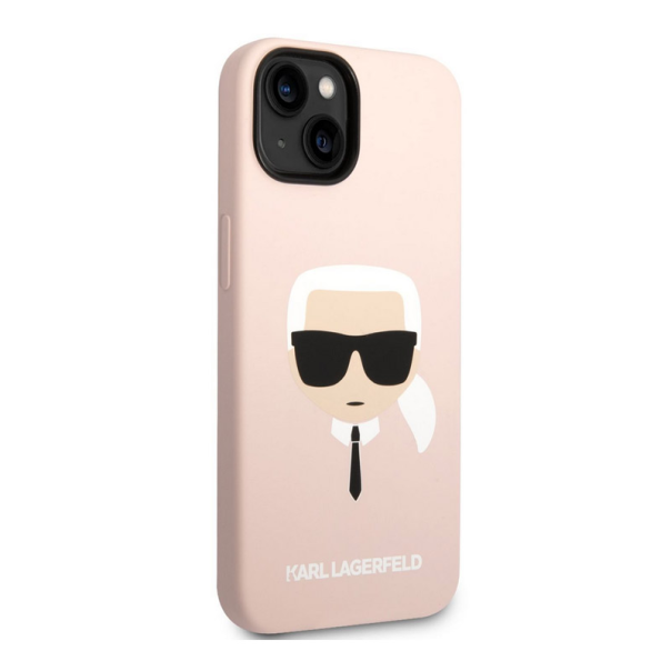 Maska za iPhone 14 Plus Karl Lagerfeld Liquid Silicone Karl Head Pink - KLHCP14MSLKHLP