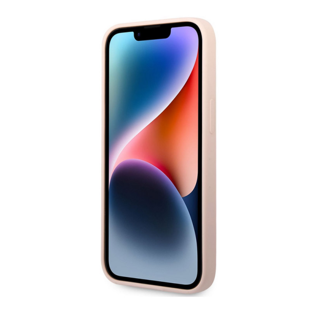 Maska za iPhone 14 Plus Karl Lagerfeld Liquid Silicone Karl Head Pink - KLHCP14MSLKHLP