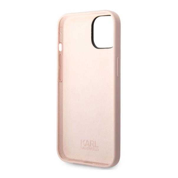 Maska za iPhone 14 Plus Karl Lagerfeld Liquid Silicone Karl Head Pink - KLHCP14MSLKHLP