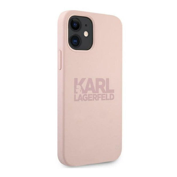 Maska za iPhone 12 Mini pink Karl Lagerfeld Logo - KLHCP12SSTKLTLP