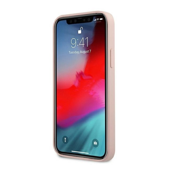 Maska za iPhone 12 Mini pink Karl Lagerfeld Logo - KLHCP12SSTKLTLP