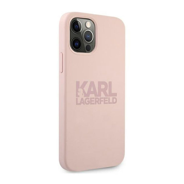 Maska za iPhone 12 Pro Max (67) pink Karl Lagerfeld Logo - KLHCP12LSTKLTLP