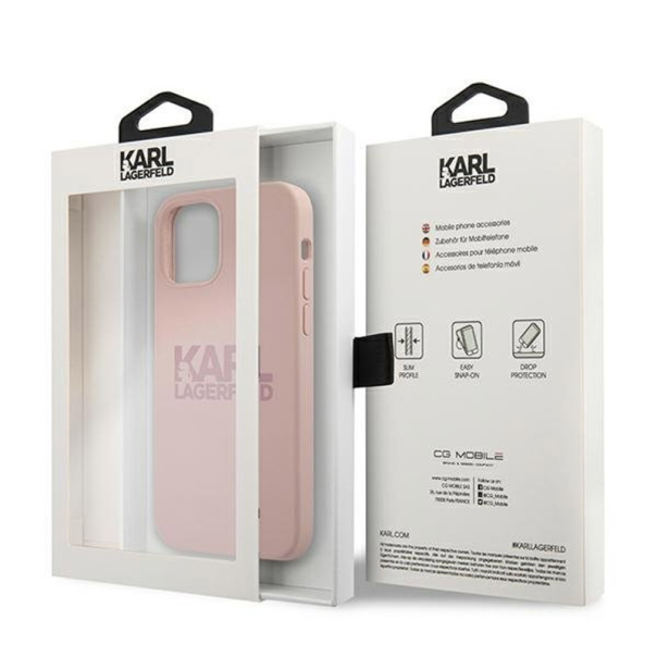 Maska za iPhone 12 Pro Max (67) pink Karl Lagerfeld Logo - KLHCP12LSTKLTLP