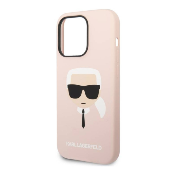 Maska za iPhone 14 Pro Karl Lagerfeld MagSafe Compatible Case Liquid Silicone Karl Head pink - KLHMP14LSLKHLP