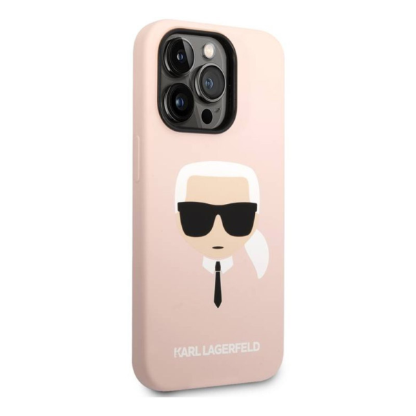 Maska za iPhone 14 Pro Karl Lagerfeld MagSafe Compatible Case Liquid Silicone Karl Head pink - KLHMP14LSLKHLP