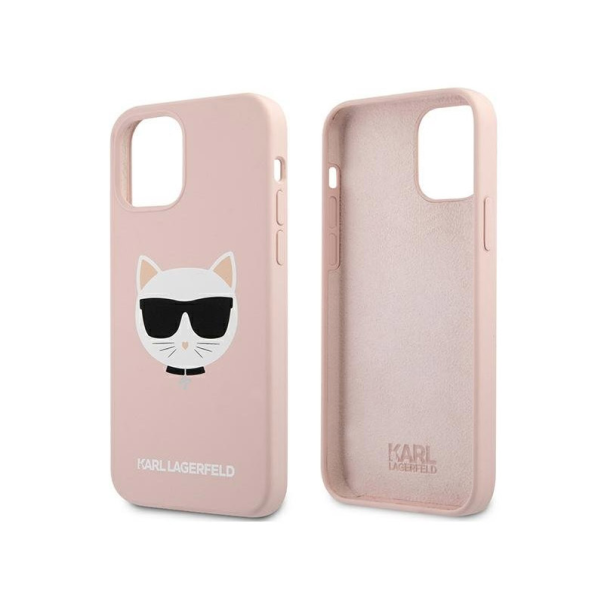 Maska za iPhone 12 Pro Max (67) pink Karl Lagerfeld Silicone Cat - KLHCP12LSLCHLP