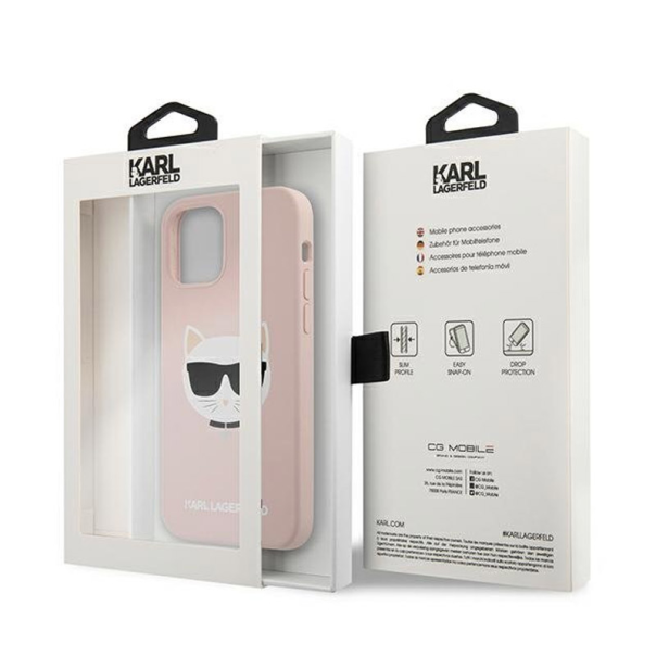 Maska za iPhone 12 Pro Max (67) pink Karl Lagerfeld Silicone Cat - KLHCP12LSLCHLP