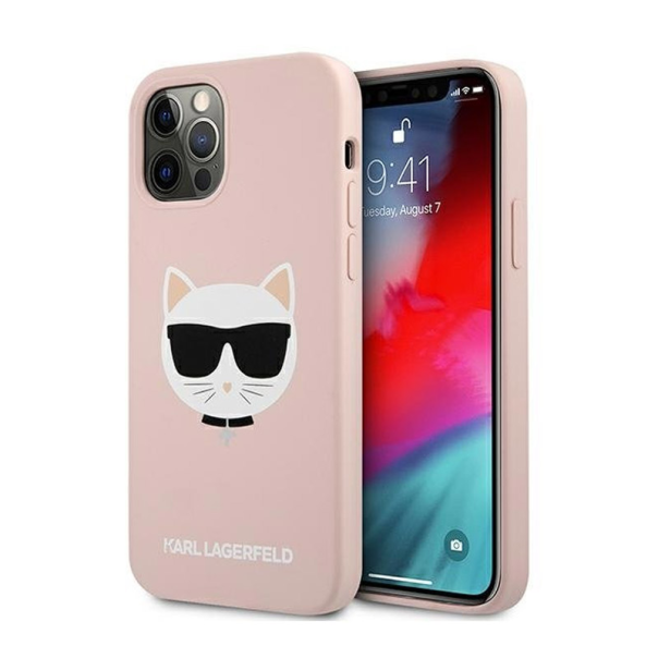 Maska za iPhone 12 Pro Max (67) pink Karl Lagerfeld Silicone Cat - KLHCP12LSLCHLP