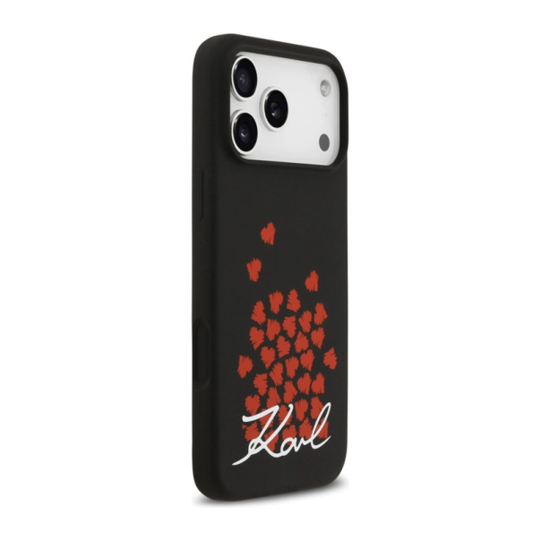 Maska za iPhone 17 Pro Max Karl Lagerfeld Silicone Heart Sign Logo MagSafe Case crna - DRO621569
