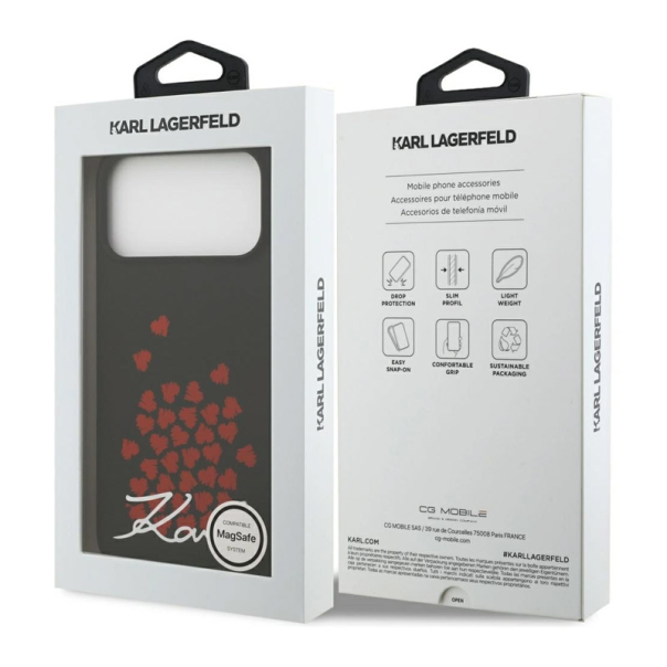 Maska za iPhone 17 Pro Max Karl Lagerfeld Silicone Heart Sign Logo MagSafe Case crna - DRO621569