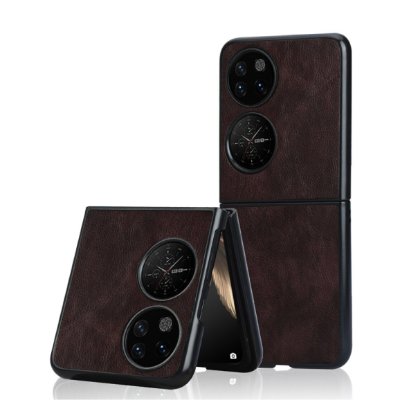 Maska za Huawei P50 pocket braon Leather - 056134