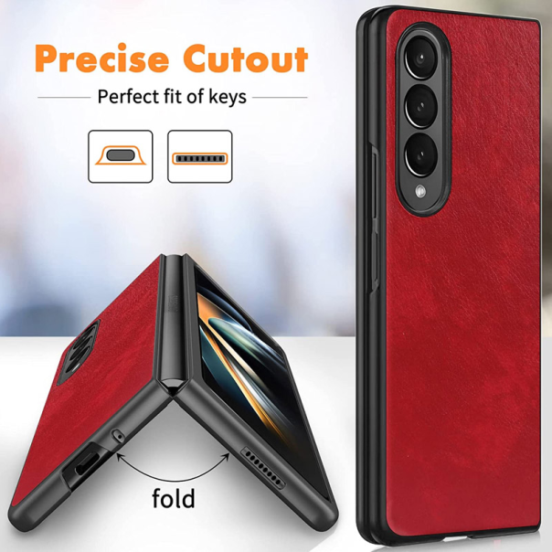 Maska za Samsung Galaxy Z Fold 4 Leather crvena - 057772